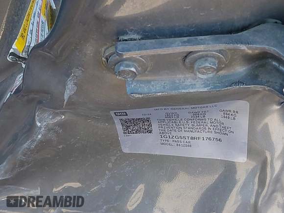 2024 Chevrolet Malibu RS with VIN 1G1ZG5ST8RF176756, listed as a IAAI auction lot 41747979 with Not Provided miles and . Bid and sale history available at DreamBid. Image 9.