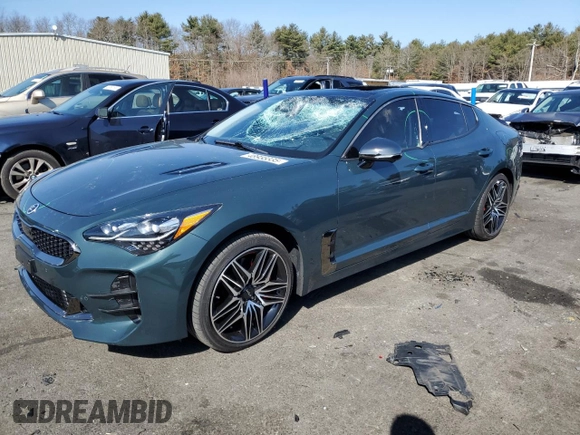 2023 Kia Stinger GT2 with VIN KNAE55LC3P6122804, listed as a Copart auction lot 48933335 with 17,495 mi miles and Salvage Title. Bid and sale history available at DreamBid. Image 1.