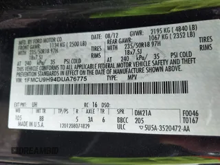 2013 Ford Escape SEL с VIN 1FMCU9H94DUA76775, выставлен на аукционе IAAI как лот 42536224 с пробегом 195 809 миль миль и . История ставок и продаж доступна на DreamBid. Изображение 9.