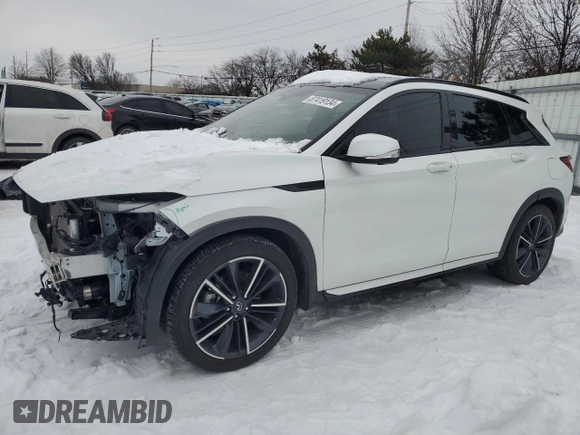 2023 Infiniti QX50 Sport with VIN 3PCAJ5FB0PF111649, listed as a Copart auction lot 87419134 with 21,612 mi miles and Salvage Title. Bid and sale history available at DreamBid. Image 1.