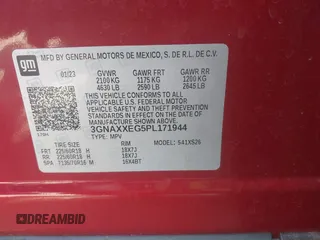 2023 Chevrolet Equinox Premier z VIN 3GNAXXEG5PL171944, wystawiony jako IAAI lot #42256222 z przebiegiem 38 010 mil mil oraz . Historia ofert i sprzedaży dostępna na DreamBid. Obrazek 9.