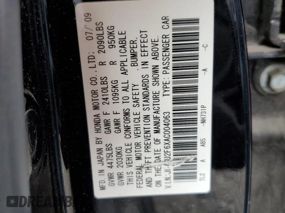 2010 Acura TSX with VIN JH4CU2F6XAC004063, listed as a Copart auction lot 48723635 with 157,256 mi miles and Salvage Title. Bid and sale history available at carsss.com. Image 12.