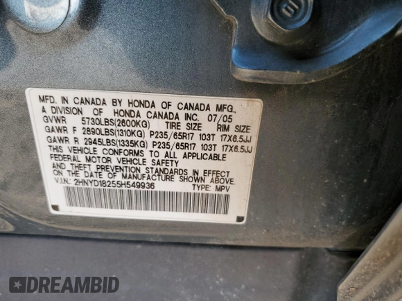 2005 Acura MDX with VIN 2HNYD18255H549936, listed as a Copart auction lot 43896015 with 212,521 mi miles and Salvage Title. Bid and sale history available at carsss.com. Image 13.