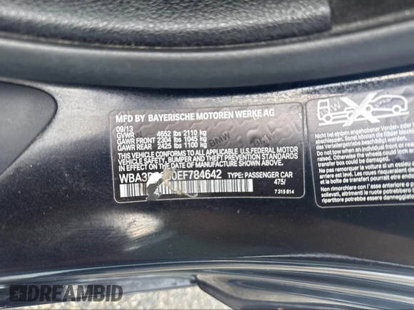 2014 BMW 4 Series 435i xDrive with VIN WBA3R5C50EF784642, listed as a IAAI auction lot 42238764 with 80,550 mi miles and . Bid and sale history available at carsss.com. Image 9.