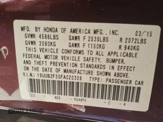 2015 Acura TLX V6 with VIN 19UUB2F30FA020309, listed as a Copart auction lot 50154955 with 109,769 mi miles and Clean Title. Bid and sale history available at carsss.com. Image 12.