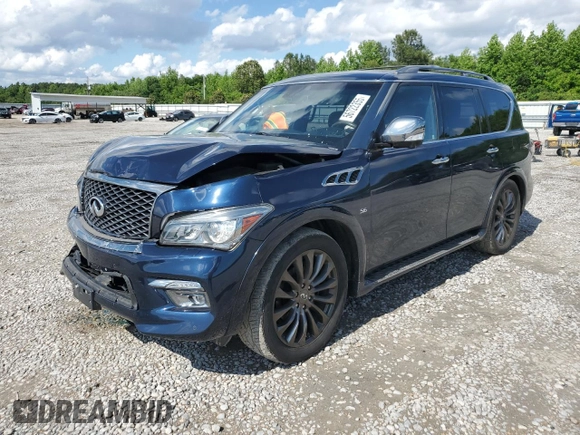 2016 Infiniti QX80 Limited with VIN JN8AZ2NE3G9120976, listed as a Copart auction lot 56722355 with 123,144 mi miles and Salvage title. Bid and sale history available at DreamBid. Image 1.