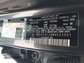 2021 Kia K5 LXS with VIN 5XXG14J2XMG022501, listed as a IAAI auction lot 41894254 with 47,097 mi miles. Bid and sale history available at carsss.com. Image 9.