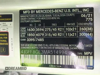 2021 Mercedes-Benz GLS 580 с VIN 4JGFF8GE3MA514994, выставлен на аукционе IAAI как лот 42403554 с пробегом 44 929 миль миль и . История ставок и продаж доступна на DreamBid. Изображение 9.