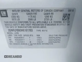 2017 Chevrolet Equinox LT with VIN 2GNFLFEK9H6161763, listed as a IAAI auction lot 41995297 with 79,309 mi miles and . Bid and sale history available at DreamBid. Image 9.