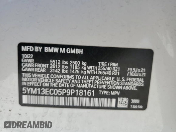 2023 BMW X3 M z VIN 5YM13EC05P9P18161, wystawiony jako Copart lot #42135544 z przebiegiem 17 524 mil mil oraz Szkoda całkowita • Salvage title. Historia ofert i sprzedaży dostępna na DreamBid. Obrazek 13.