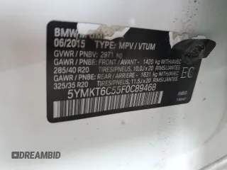 2015 BMW X5 M z VIN 5YMKT6C55F0C89468, wystawiony jako Copart lot #75391074 z przebiegiem Nie podano mil oraz Szkoda całkowita • Salvage title. Historia ofert i sprzedaży dostępna na DreamBid. Obrazek 15.