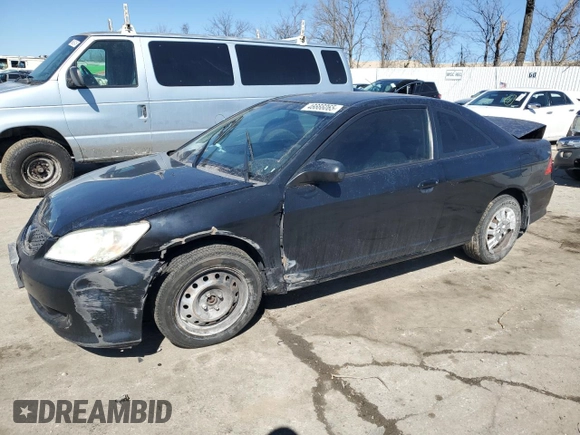 2005 Honda Civic Cpe LX with VIN 1HGEM22515L030825, listed as a Copart auction lot 46666065 with 239,046 mi miles and Salvage Title. Bid and sale history available at carsss.com. Image 1.