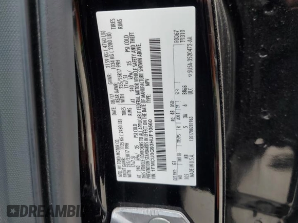 2017 Ford Escape SE z VIN 1FMCU0G93HUF10560, wystawiony jako Copart lot #57973915 z przebiegiem 127 444 mil mil oraz Czysty tytuł • Clean title. Historia ofert i sprzedaży dostępna na DreamBid. Obrazek 13.