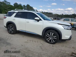 2023 Nissan Pathfinder Platinum with VIN 5N1DR3DJ4PC227904, listed as a Copart auction lot 52177715 with 55,282 mi miles and Salvage title. Bid and sale history available at DreamBid. Image 4.