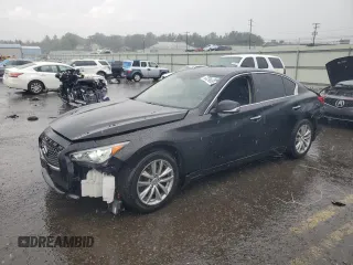 2014 Infiniti Q50 Premium with VIN JN1BV7AR9EM707892, listed as a Copart auction lot 63298055 with 144,391 mi miles and Salvage title. Bid and sale history available at DreamBid. Image 1.