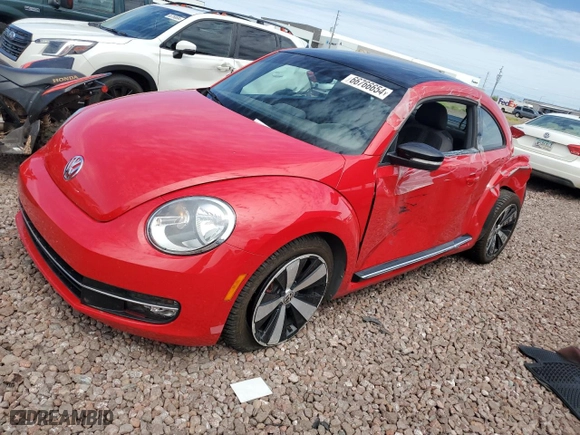 2012 Volkswagen Beetle 2.0T Turbo PZEV with VIN 3VWVA7AT5CM654978, listed as a Copart auction lot 66766654 with 60,842 mi miles and Salvage Title. Bid and sale history available at carsss.com. Image 1.