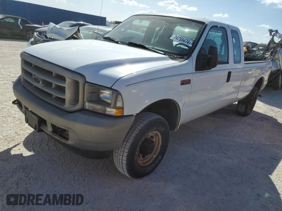 2004 Ford F-250 XL with VIN 1FTNX21L74ED07583, listed as a Copart auction lot 74755474 with 227,029 mi miles and Salvage Title. Bid and sale history available at DreamBid. Image 1.