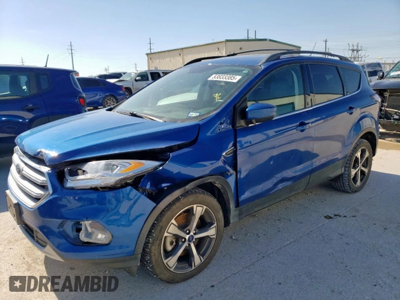 2018 Ford Escape SEL with VIN 1FMCU9HD5JUB87772, listed as a Copart auction lot 53833385 with 81,872 mi miles and Salvage Title. Bid and sale history available at carsss.com. Image 1.