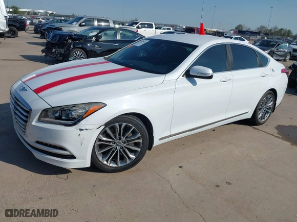 2015 Hyundai Genesis 3.8L with VIN KMHGN4JE4FU075055, listed as a IAAI auction lot 41678074 with 126,229 mi miles. Bid and sale history available at carsss.com. Image 18.
