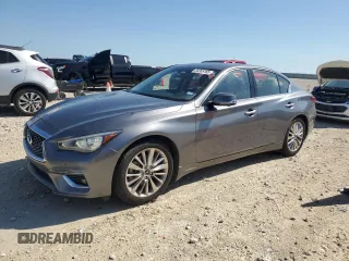 2021 Infiniti Q50 Luxe with VIN JN1EV7BP5MM702973, listed as a Copart auction lot 53355165 with 54,114 mi miles and Clean title. Bid and sale history available at DreamBid. Image 1.