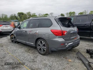 2019 Nissan Pathfinder Platinum with VIN 5N1DR2MM6KC651274, listed as a Copart auction lot 52737215 with 37,459 mi miles and Salvage title. Bid and sale history available at DreamBid. Image 2.