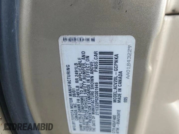 2002 Toyota Solara SE with VIN 2T1CE22P02C001646, listed as a Copart auction lot 49667085 with 204,149 mi miles and Salvage Title. Bid and sale history available at carsss.com. Image 12.
