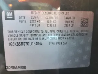 2016 Cadillac CT6 AWD z VIN 1G6KB5RS7GU164047, wystawiony jako Copart lot #87739135 z przebiegiem 70 217 mil mil oraz Szkoda całkowita • Salvage title. Historia ofert i sprzedaży dostępna na DreamBid. Obrazek 13.