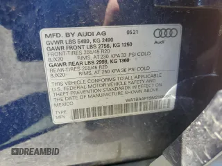 2021 Audi Q5 Premium Plus with VIN WA1BAAFY9M2108985, listed as a Copart auction lot 61656745 with 57,572 mi miles and Salvage title. Bid and sale history available at DreamBid. Image 14.