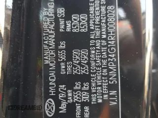 2024 Hyundai Santa Fe Hybrid Limited with VIN 5NMP34G14RH008028, listed as a Copart auction lot 87258754 with 3,855 mi miles and Salvage Title. Bid and sale history available at carsss.com. Image 13.