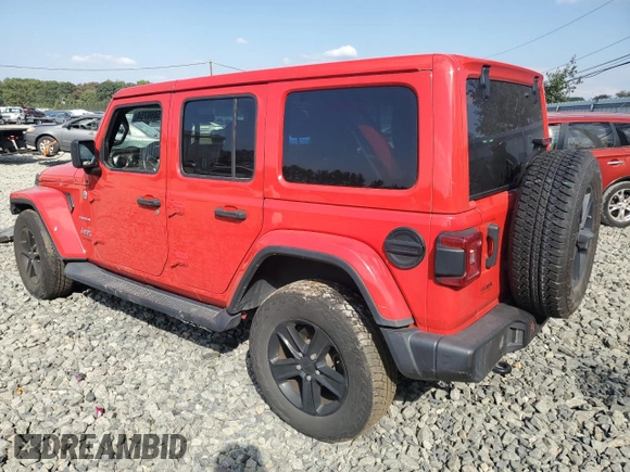 2021 Jeep Wrangler Unlimited Sahara z VIN 1C4HJXEGXMW631033, wystawiony jako Copart lot #75080754 z przebiegiem 52 857 mil mil oraz Szkoda całkowita • Salvage title. Historia ofert i sprzedaży dostępna na DreamBid. Obrazek 2.