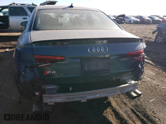 2018 Audi S4 Prestige with VIN WAUC4AF4XJA001313, listed as a Copart auction lot 37717464 with 48,086 mi miles. Bid and sale history available at carsss.com. Image 6.
