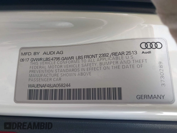 2018 Audi A4 Premium Plus с VIN WAUENAF48JA058244, выставлен на аукционе IAAI как лот 42279986 с пробегом 80 594 миль миль и . История ставок и продаж доступна на DreamBid. Изображение 9.
