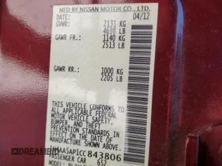 2012 Nissan Maxima S с VIN 1N4AA5AP1CC843806, выставлен на аукционе Copart как лот 56683855 с пробегом 85 199 миль миль и Списание • Salvage title. История ставок и продаж доступна на DreamBid. Изображение 12.