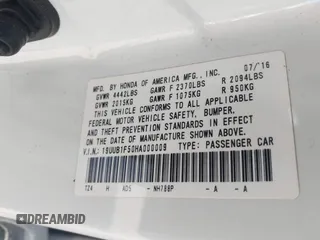 2017 Acura TLX w/Technology Pkg with VIN 19UUB1F50HA000009, listed as a IAAI auction lot 42005791 with 1 mi miles. Bid and sale history available at carsss.com. Image 9.