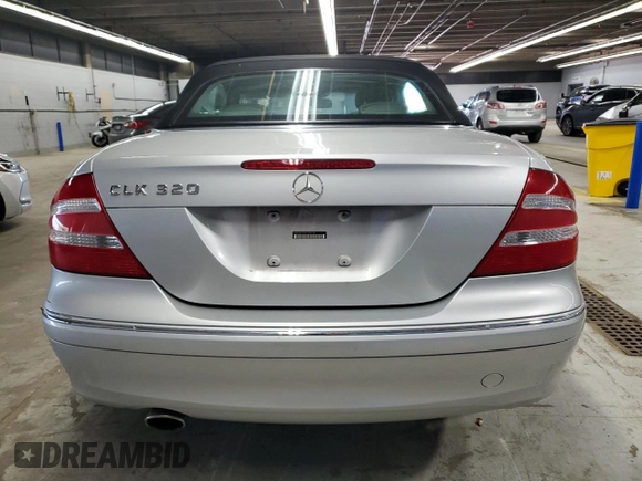 2004 Mercedes-Benz CLK 320 with VIN WDBTK65G54T005178, listed as a Copart auction lot 58312605 with 101,127 mi miles and Salvage title. Bid and sale history available at DreamBid. Image 6.