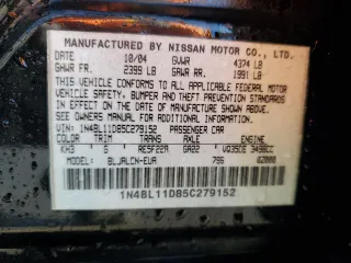 2005 Nissan Altima 3.5 SE with VIN 1N4BL11D85C279152, listed as a Copart auction lot 50351815 with 108,952 mi miles and Salvage Title. Bid and sale history available at carsss.com. Image 12.