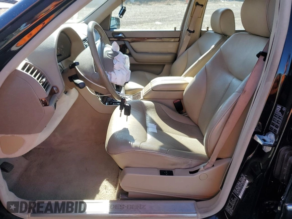1999 Mercedes-Benz S-Class with VIN WDBGA43G3XA423749, listed as a Copart auction lot 56923464 with 0 mi miles and Salvage Title. Bid and sale history available at carsss.com. Image 7.