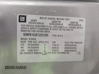 2007 Chevrolet Suburban LT с VIN 1GNFK163X7J237585, выставлен на аукционе IAAI как лот 41802337 с пробегом 225 449 миль миль и . История ставок и продаж доступна на DreamBid. Изображение 9.