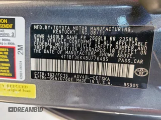 2011 Toyota Camry LE with VIN 4T1BF3EK4BU776495, listed as a Copart auction lot 61897675 with 139,296 mi miles and Salvage title. Bid and sale history available at DreamBid. Image 12.