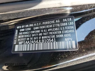 2018 Porsche Macan with VIN WP1AA2A54JLB10541, listed as a Copart auction lot 56201405 with 72,458 mi miles and Salvage title. Bid and sale history available at DreamBid. Image 13.