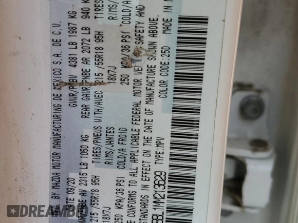 2021 Mazda CX-30 Select z VIN 3MVDMBBL1MM213629, wystawiony jako Copart lot #83900164 z przebiegiem 138 084 mil mil oraz Nie do naprawy • Non repairable. Historia ofert i sprzedaży dostępna na DreamBid. Obrazek 15.