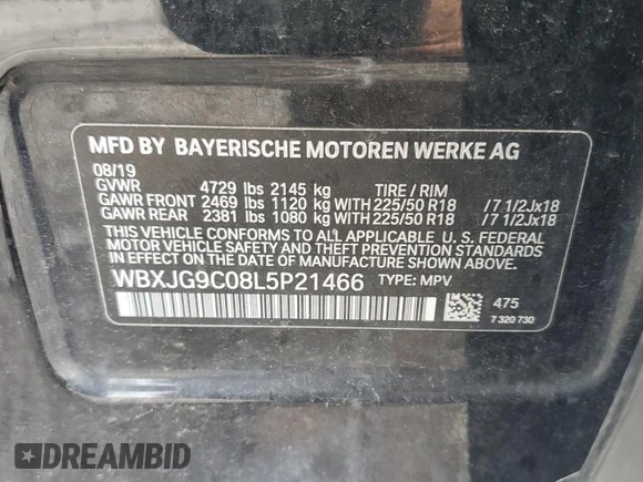 2020 BMW X1 xDrive28i z VIN WBXJG9C08L5P21466, wystawiony jako Copart lot #61664675 z przebiegiem 54 176 mil mil oraz Szkoda całkowita • Salvage title. Historia ofert i sprzedaży dostępna na DreamBid. Obrazek 13.