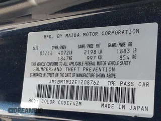 2014 Mazda 3 S Grand Touring with VIN JM1BM1M32E1208762, listed as a IAAI auction lot 41814130 with 117,620 mi miles and . Bid and sale history available at DreamBid. Image 9.