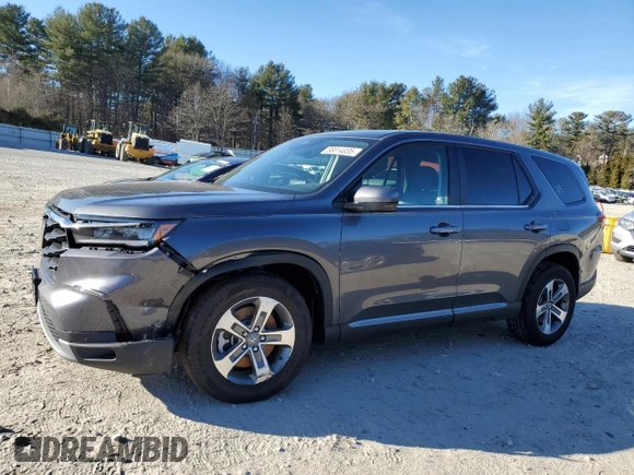 2025 Honda Pilot EX-L with VIN 5FNYG1H44SB012586, listed as a Copart auction lot 88014035 with 8,596 mi miles and Salvage Title. Bid and sale history available at carsss.com. Image 1.