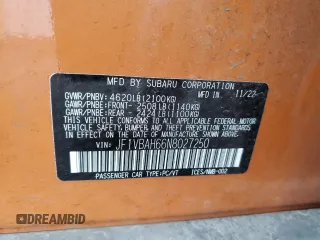 2022 Subaru WRX Premium with VIN JF1VBAH66N8027250, listed as a Copart auction lot 86513694 with 14,669 mi miles and Salvage Title. Bid and sale history available at carsss.com. Image 12.