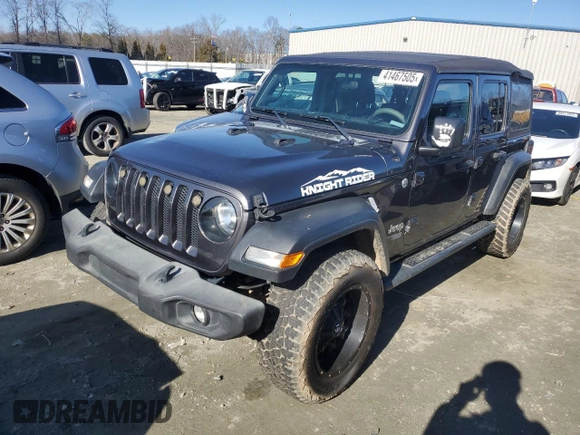 2020 Jeep Wrangler Unlimited Sport S z VIN 1C4HJXDG5LW325387, wystawiony jako Copart lot #41467505 z przebiegiem 104 343 mil mil oraz Szkoda całkowita • Salvage title. Historia ofert i sprzedaży dostępna na DreamBid. Obrazek 1.