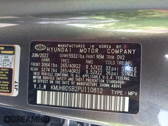 2023 Genesis GV80 with VIN KMUHBDSB2PU110812, listed as a IAAI auction lot 40743556 with 38,219 mi miles and . Bid and sale history available at DreamBid. Image 9.