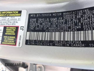 2010 Toyota Corolla with VIN 2T1BU4EE4AC278545, listed as a IAAI auction lot 42646722 with 110,104 mi miles and . Bid and sale history available at DreamBid. Image 9.