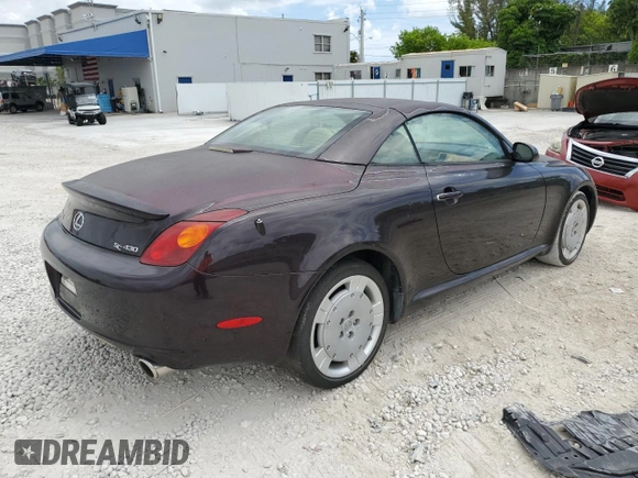 2002 Lexus SC 430 with VIN JTHFN48Y720002987, listed as a Copart auction lot 55450785 with 91,164 mi miles and Salvage title. Bid and sale history available at DreamBid. Image 3.