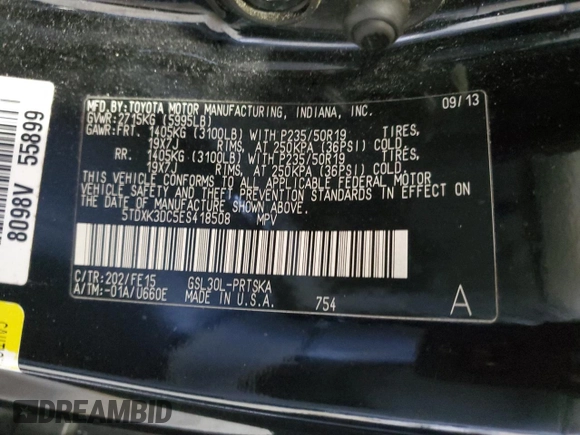 2014 Toyota Sienna SE with VIN 5TDXK3DC5ES418508, listed as a Copart auction lot 69742974 with 210,168 mi miles and Salvage Title. Bid and sale history available at DreamBid. Image 13.